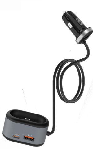 XO CC29 4 in 1 Φορτιστής Αυτοκινήτου (PD+QC3.0+2.4A+ TWS Gen 1/2 Lightning Charging Port) Μαύρο+γκρί