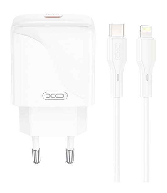 XO L141 Φορτιστής Γρήγορης Φόρτισης USB-C 20W με Καλώδιο Lightning